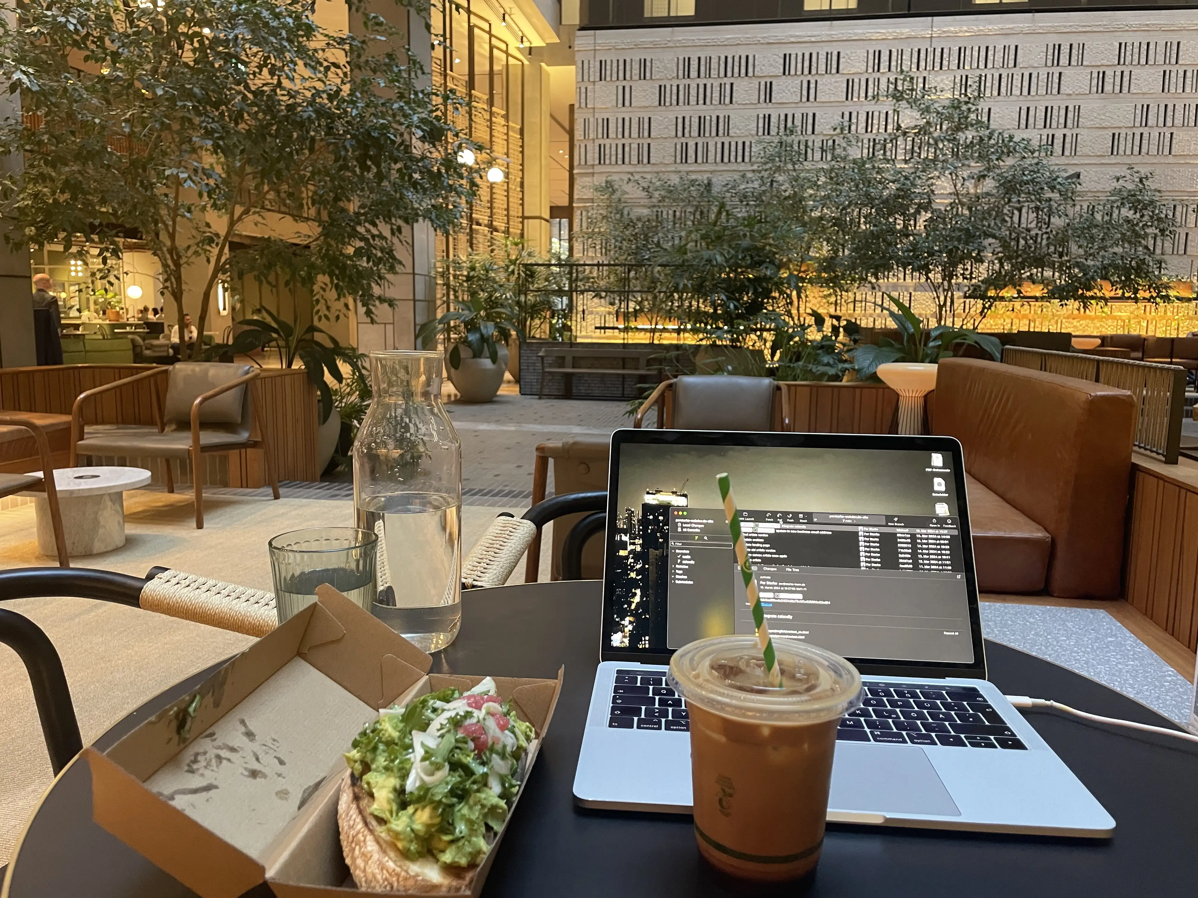 Remote work setup in a Melbourne cafe