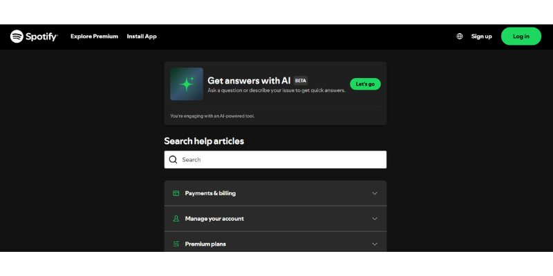 FAQ example screenshot