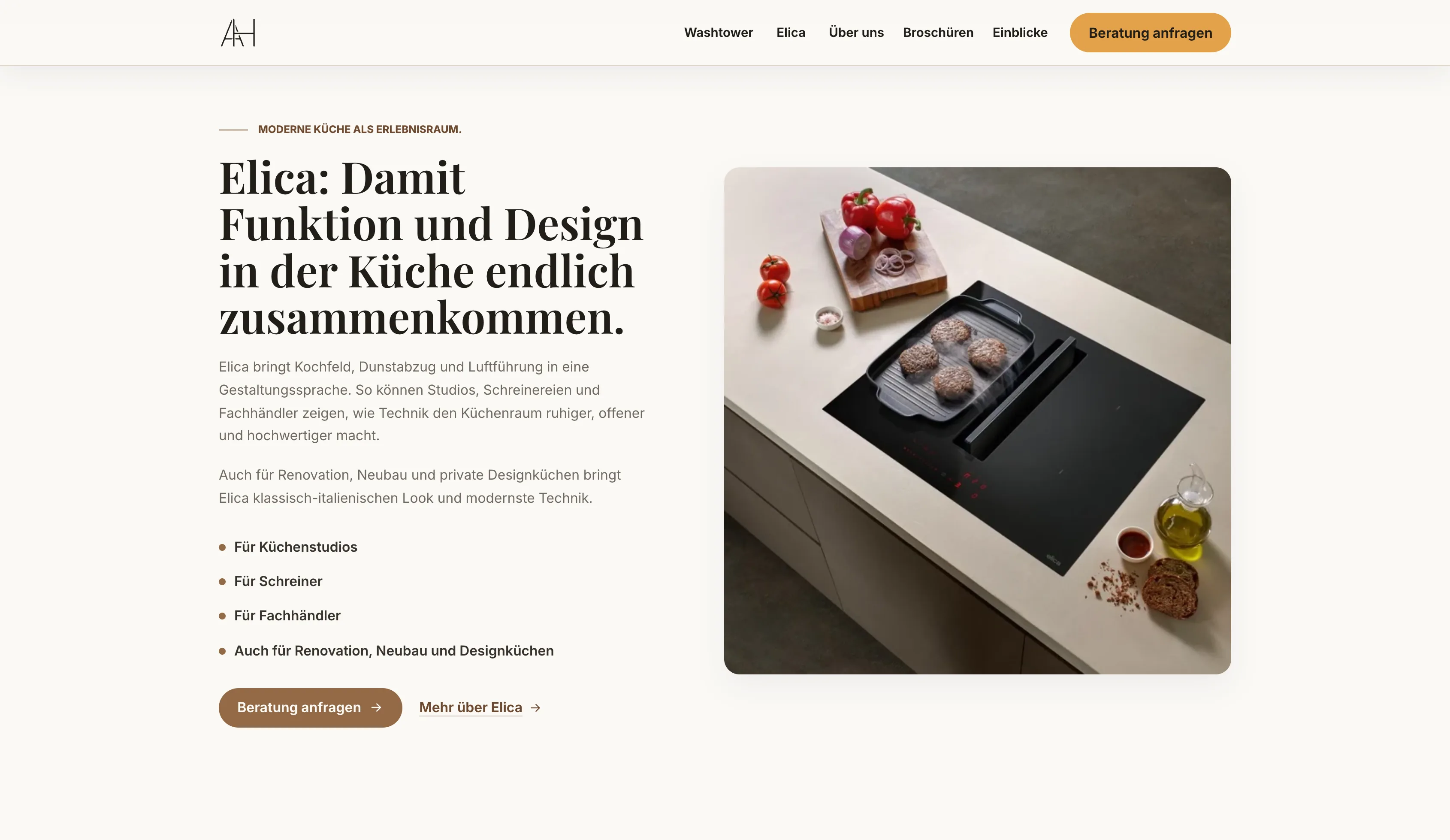 Elica section on the ADAGO-Home website