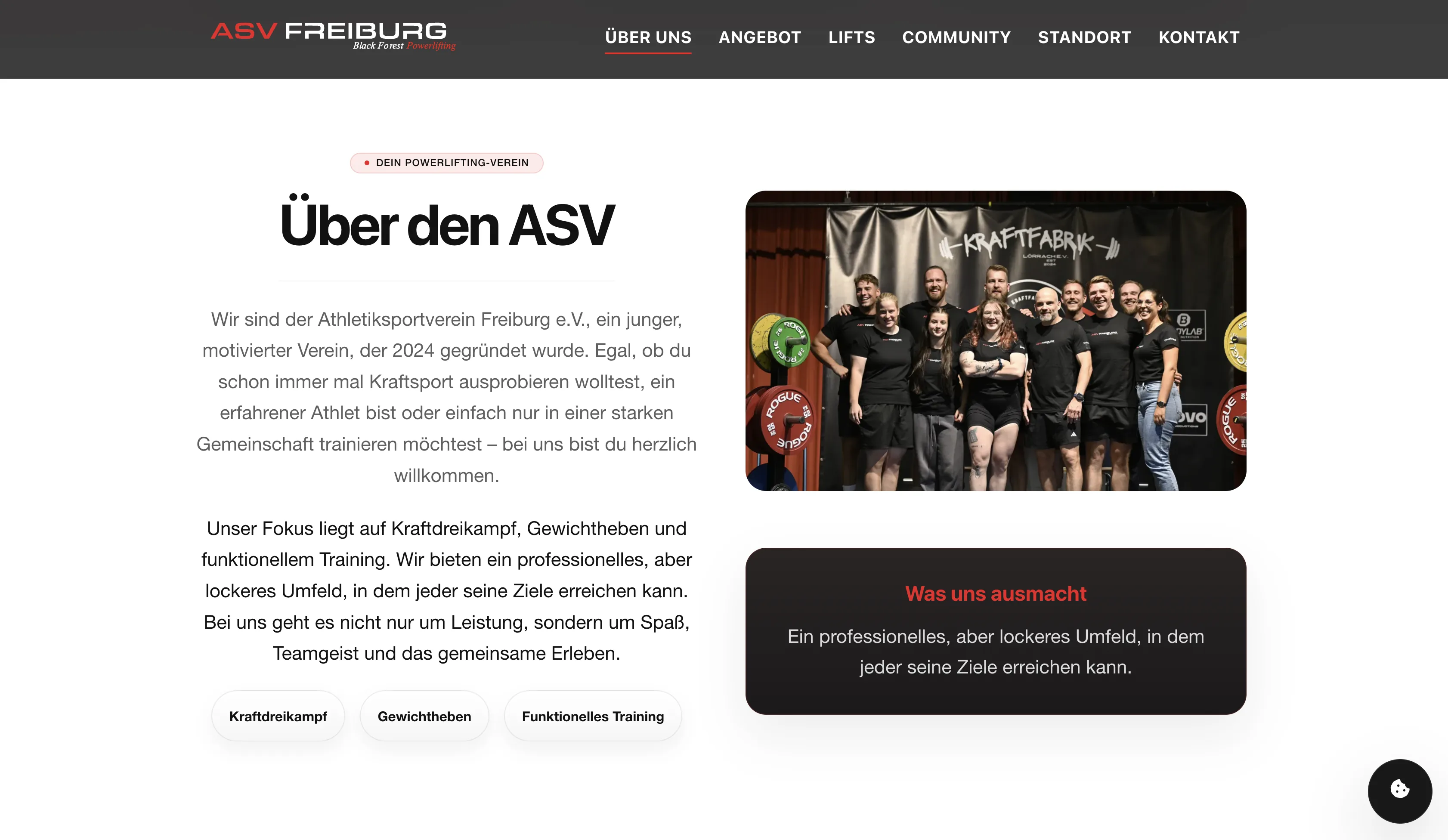 About section on the ASV Freiburg website