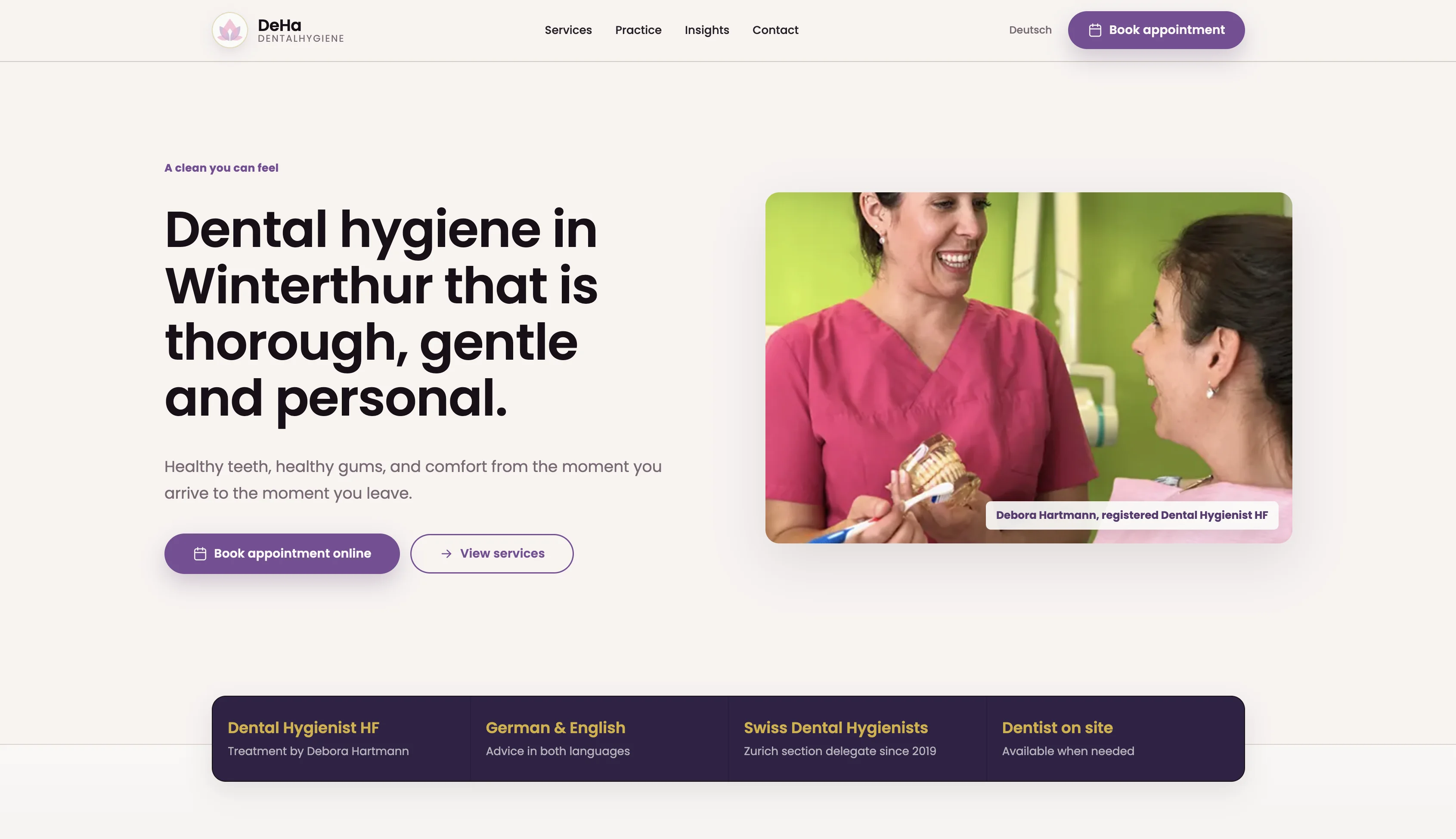DeHa Dentalhygiene homepage