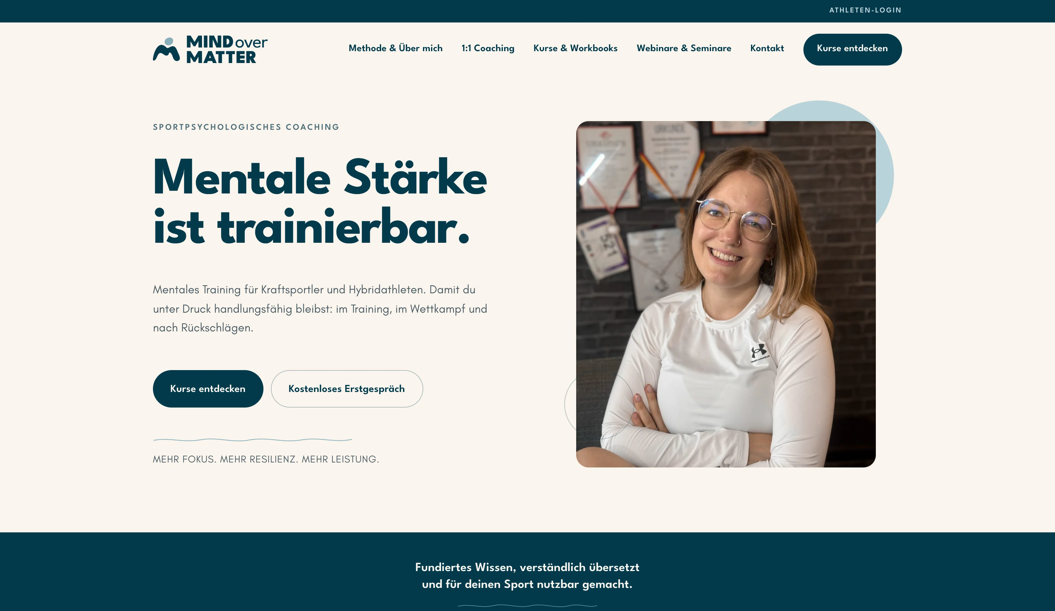 Startseiten-Hero von Mind Over Matter Coaching mit Lena Rehra
