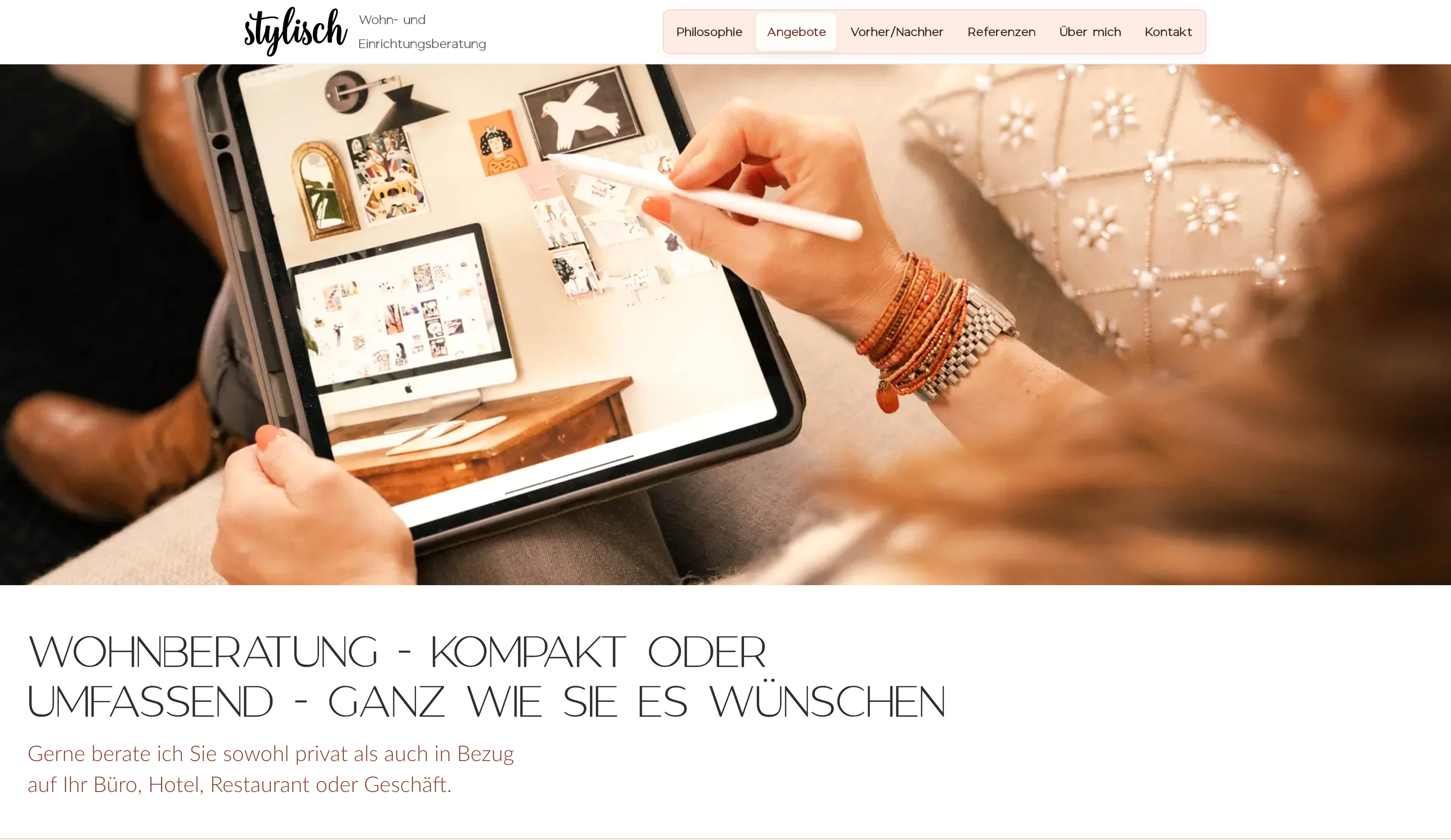 Services page of stylisch Wohn- und Einrichtungsberatung