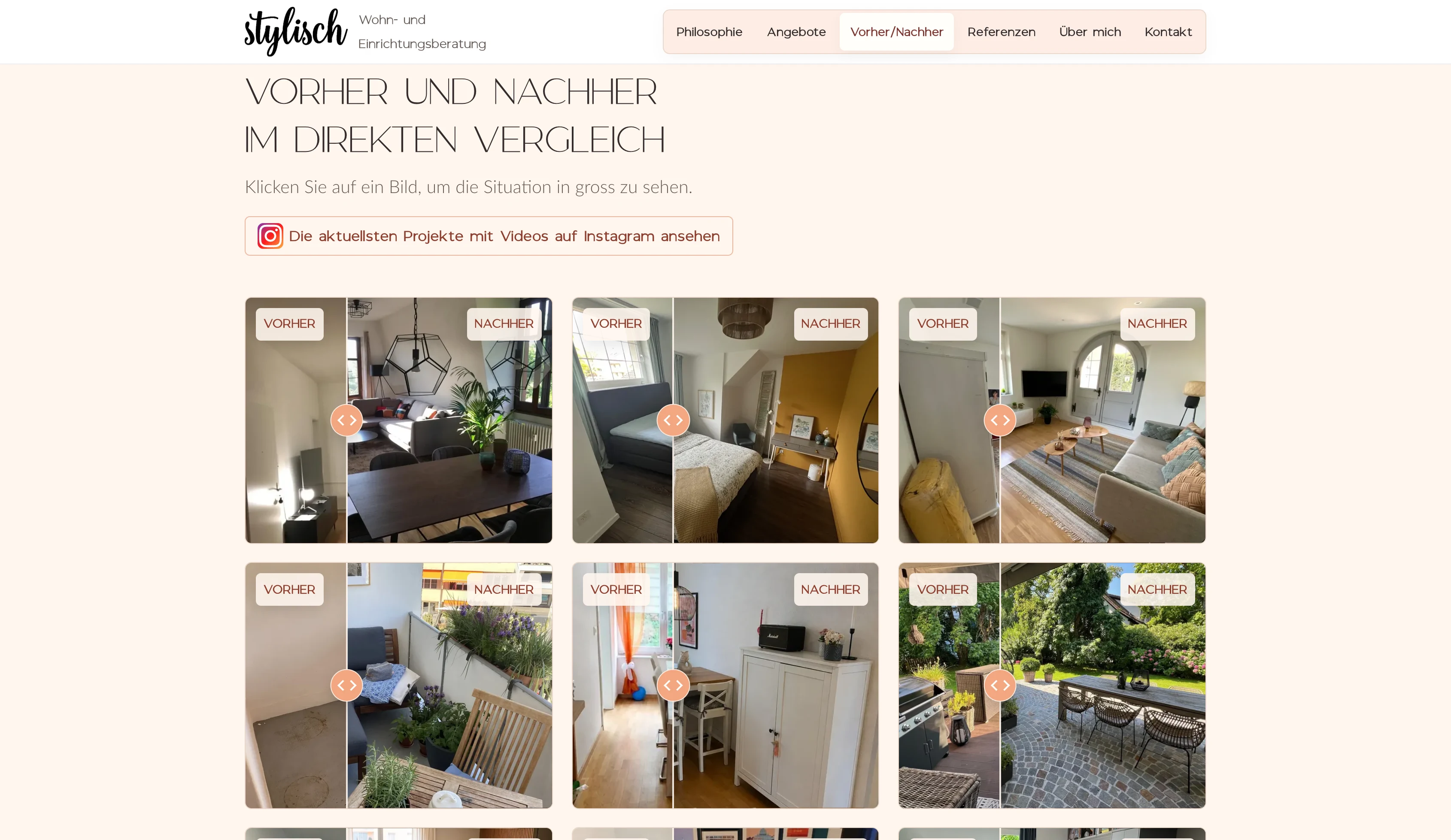 Before-and-after comparisons on the stylisch website