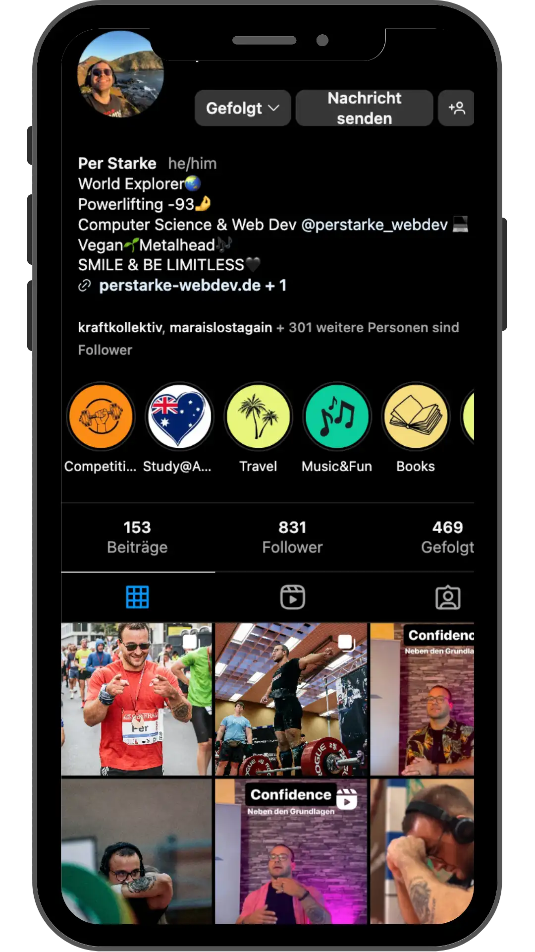 Screenshot: Per Starke auf Instagram, Mobile Ansicht