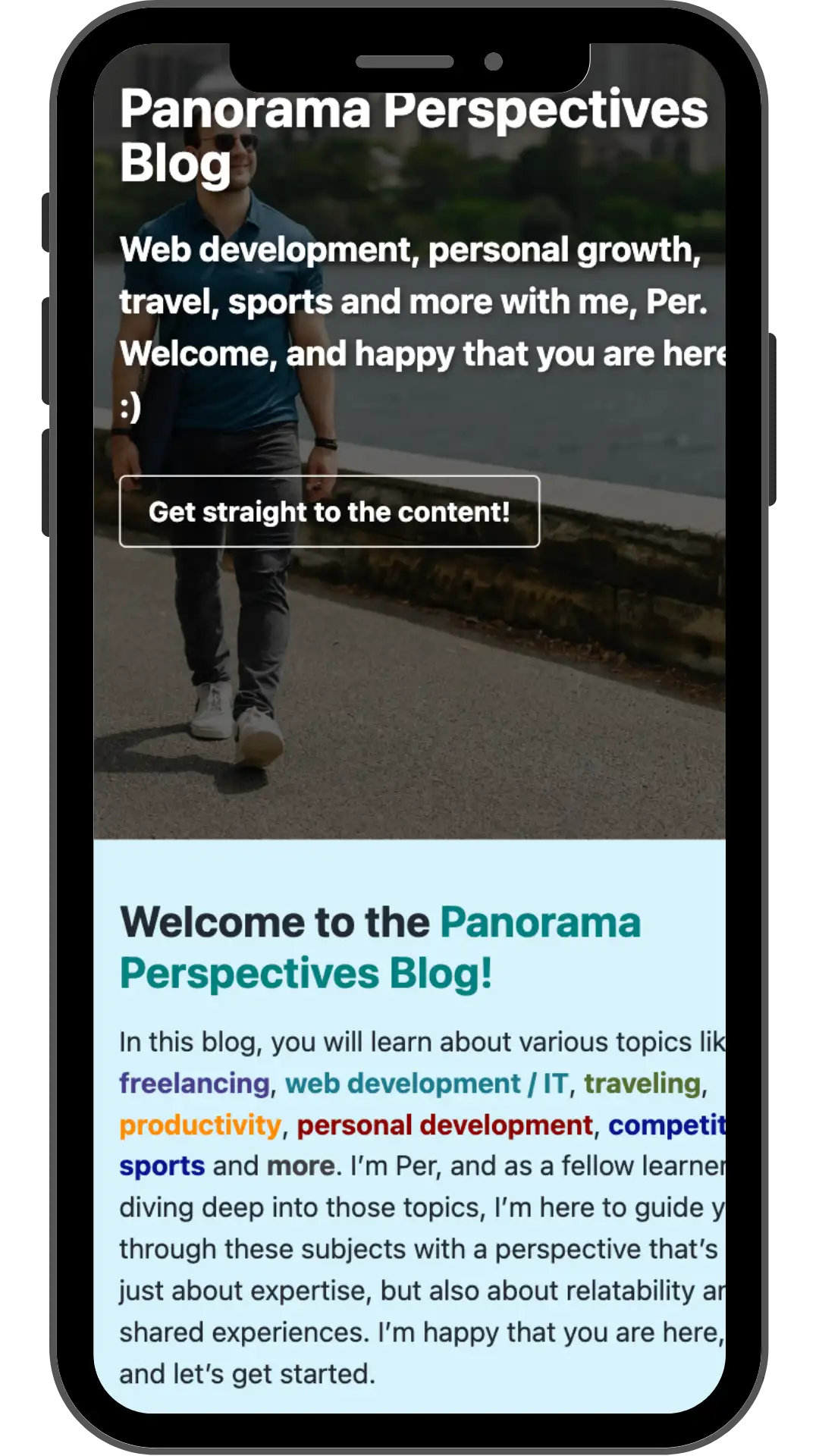 Screenshot: Panorama Perspectives Blog, Mobile Ansicht