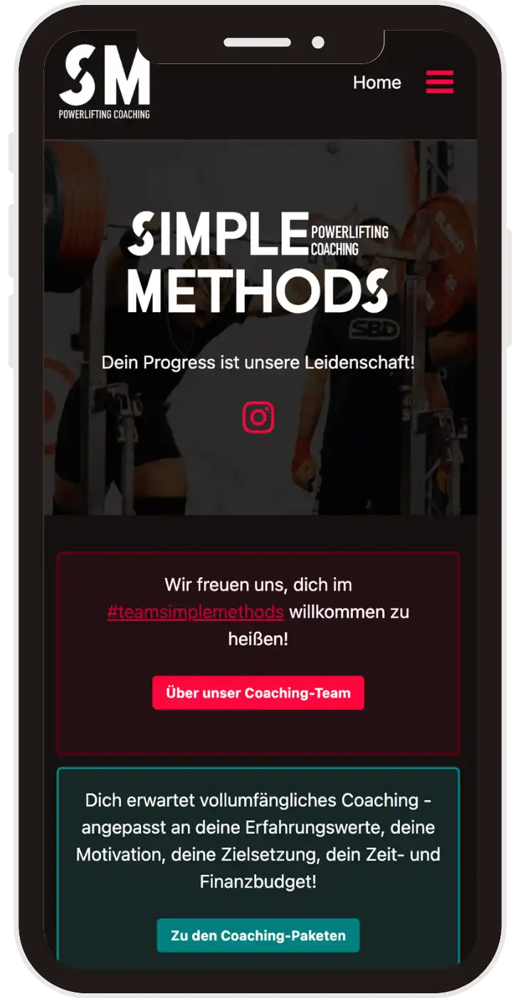 Website für Simple Methods Powerlifting Coaching