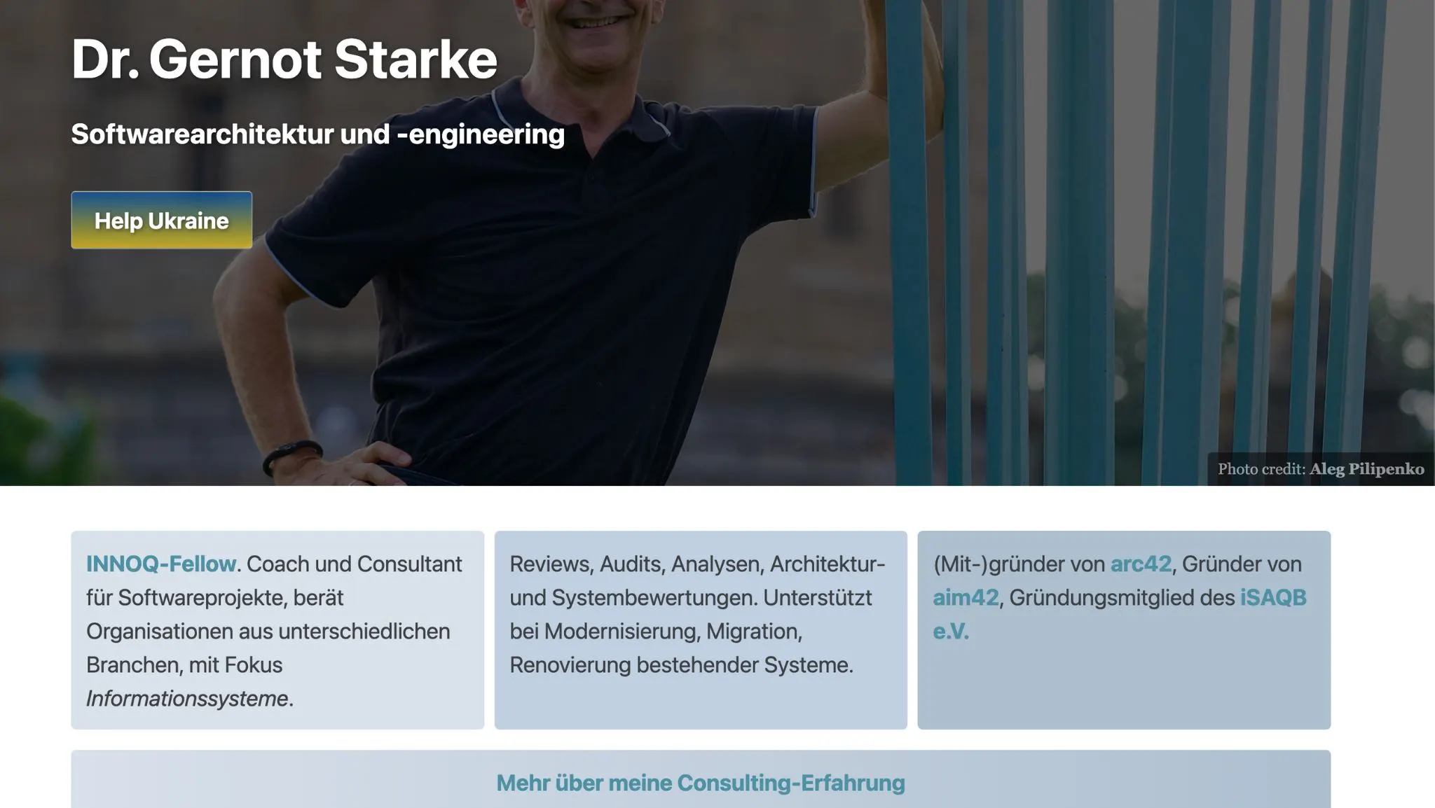 Website erstellt für Gernot Starke, Berater für Softwarearchitektur und Entwickler des arc42-Templates