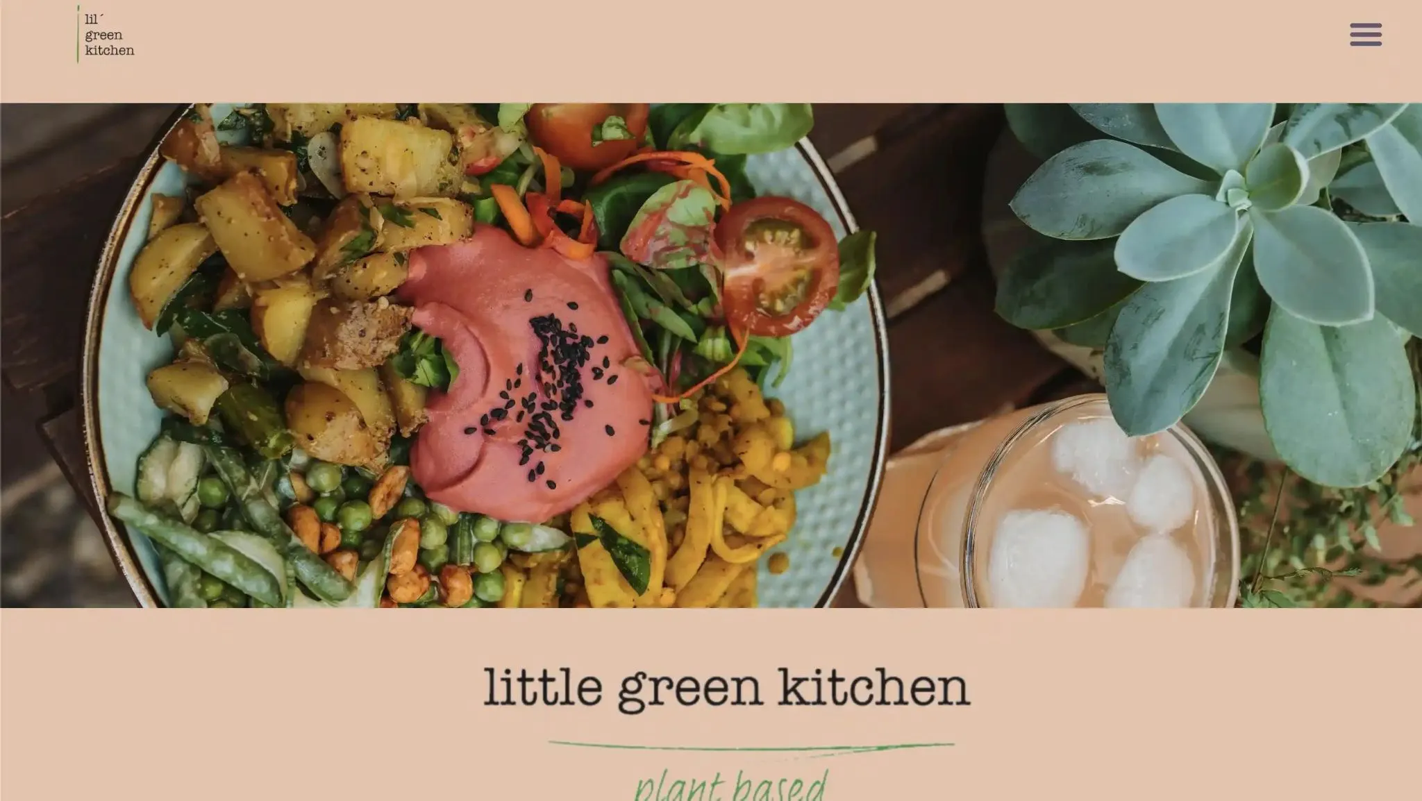 Von mir erstellte Website für das vegane Lunch-Restaurant Little Green Kitchen Köln