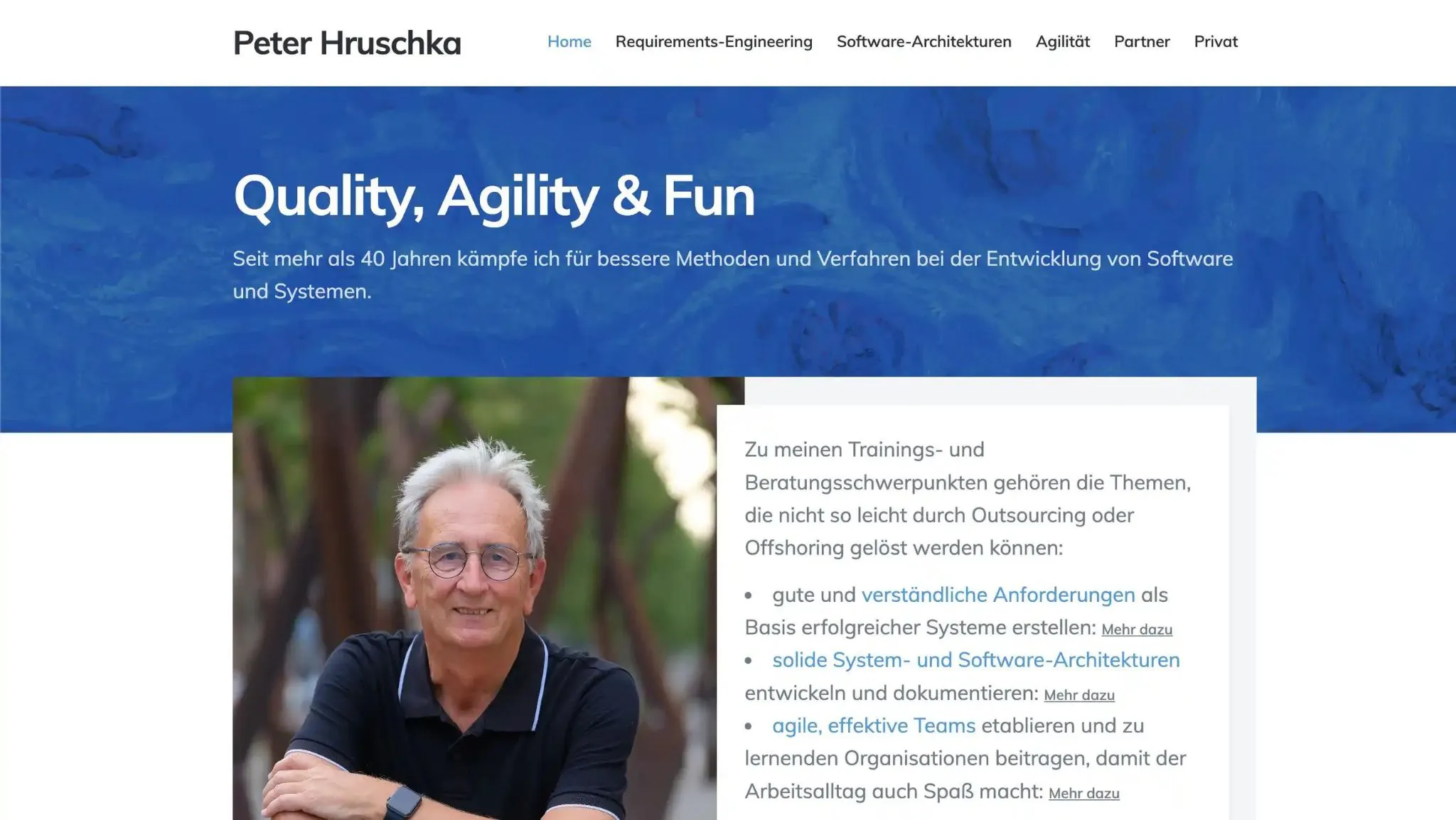 Website erstellt für Peter Hruschka, agile Softwareentwicklung und Anforderungsmanagement