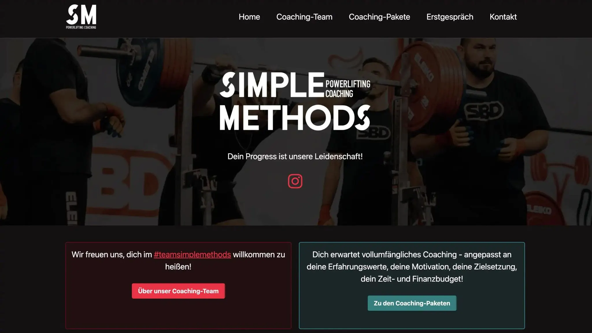 Von mir erstellte Website für Simple Methods Powerlifting Coaching