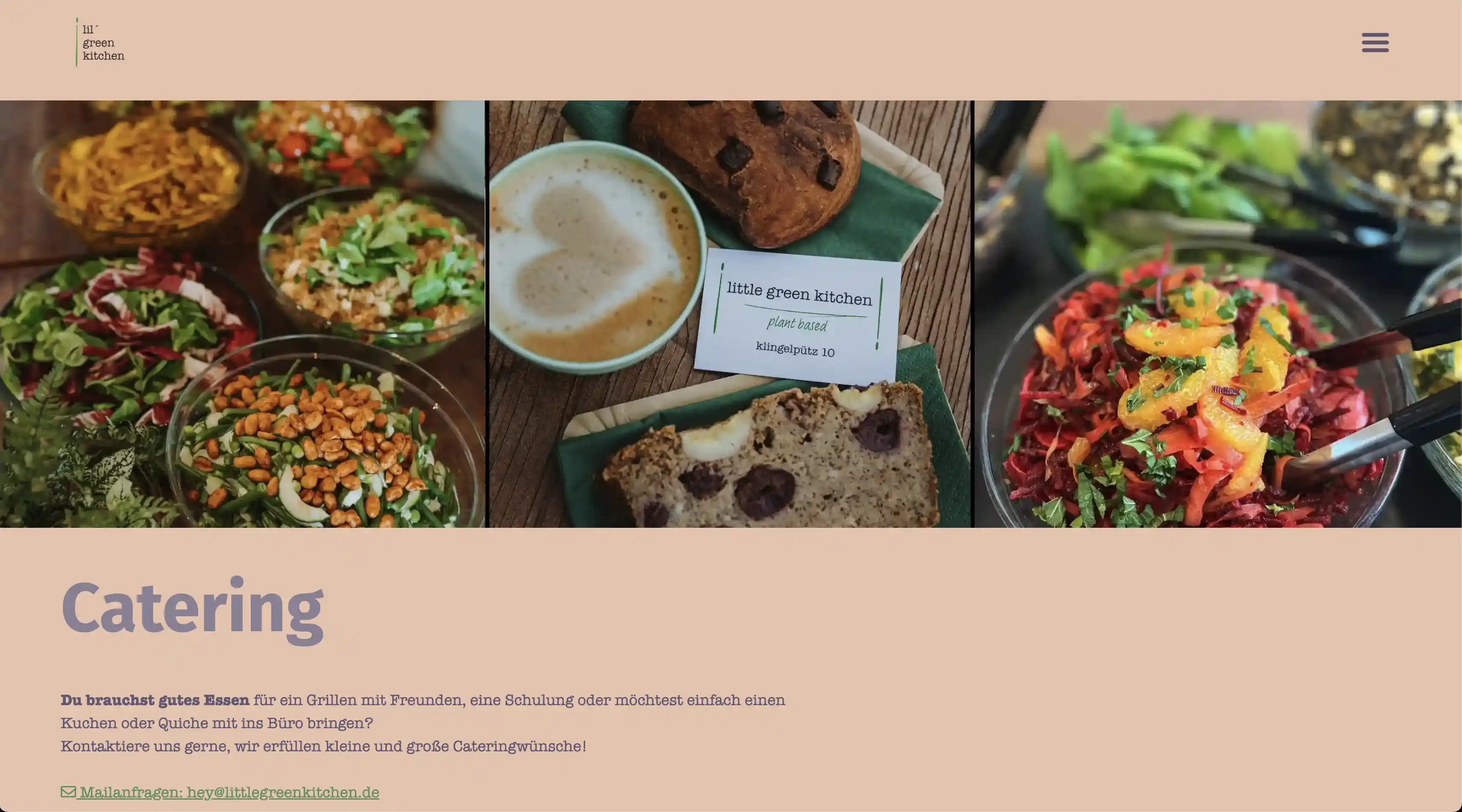 Website für little green kitchen, plant based lunch in Köln