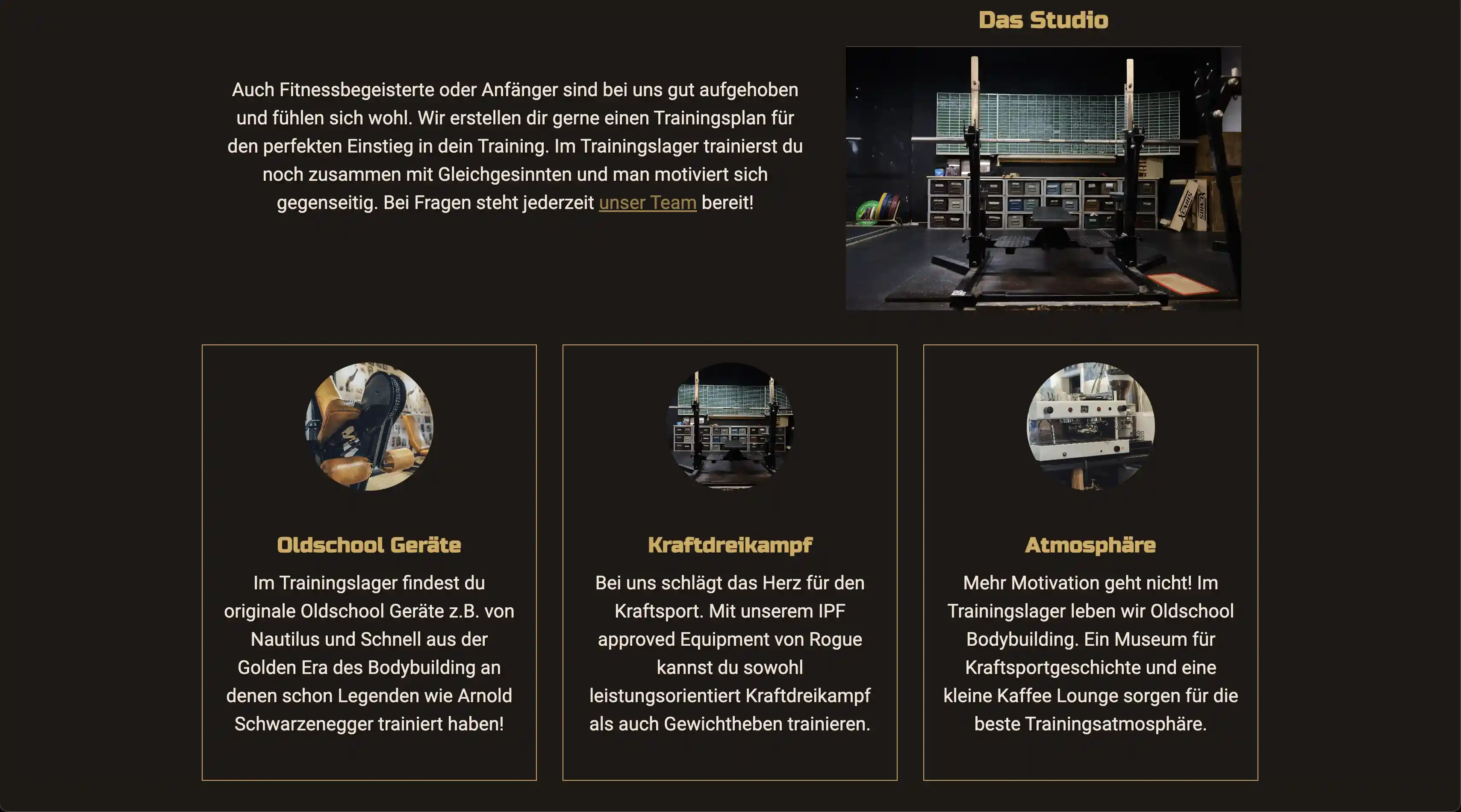 Website für Traningslager Köln, das Oldschoolgym in der Kölner Innenstadt für Bodybuilding, Powerlifting, Fitness